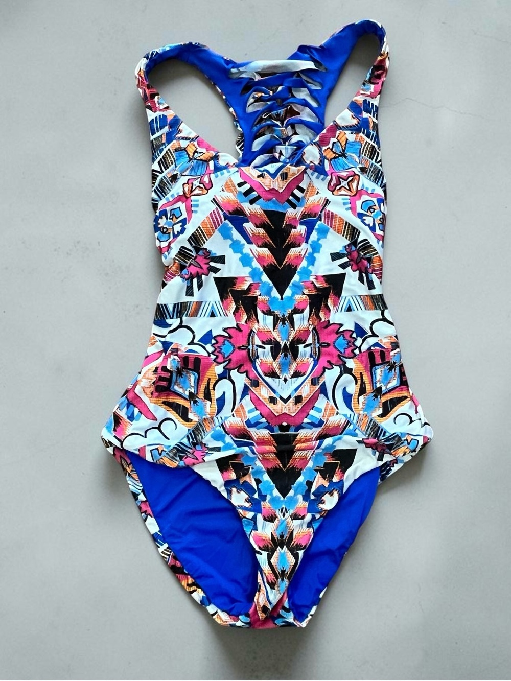 BECCA by Rebecca Virtue Aztec Tribal One Piece Swimsuit Multicolor Sz small